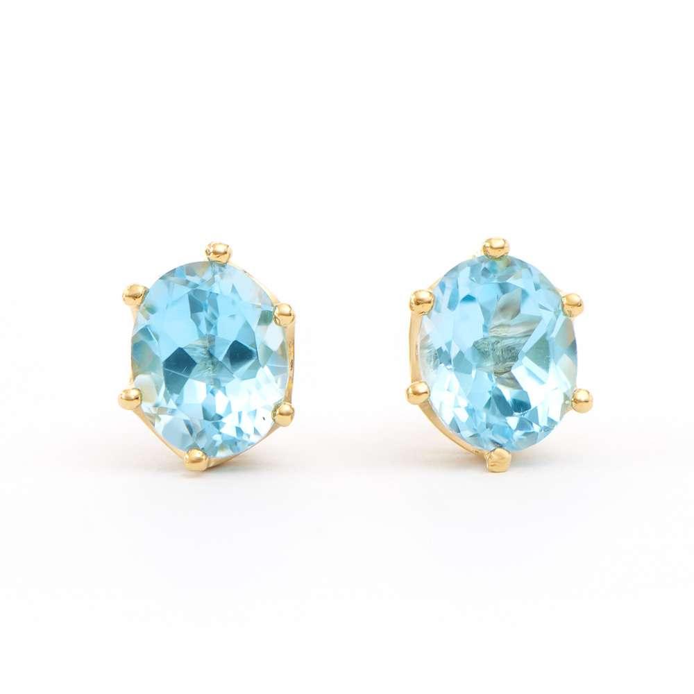 5.50 CTW Natural Blue Topaz 18K Gold Plated Designer Earrings | Estimated Value $1349 (AMG) at PristineAuction.com 5.50 CTW Natural Blue Topaz 18K Gold Plated Designer Earrings | Estimated Value $1349 (AMG) at PristineAuction.com