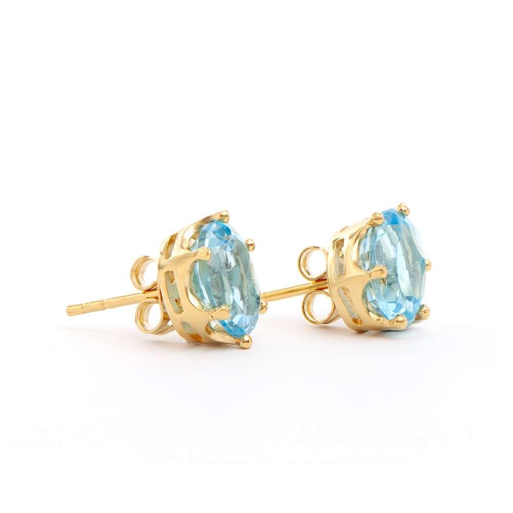 5.50 CTW Natural Blue Topaz 18K Gold Plated Designer Earrings | Estimated Value $1349 (AMG) at PristineAuction.com 5.50 CTW Natural Blue Topaz 18K Gold Plated Designer Earrings | Estimated Value $1349 (AMG) at PristineAuction.com
