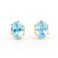 5.50 CTW Natural Blue Topaz 18K Gold Plated Designer Earrings | Estimated Value $1349 (AMG) at PristineAuction.com