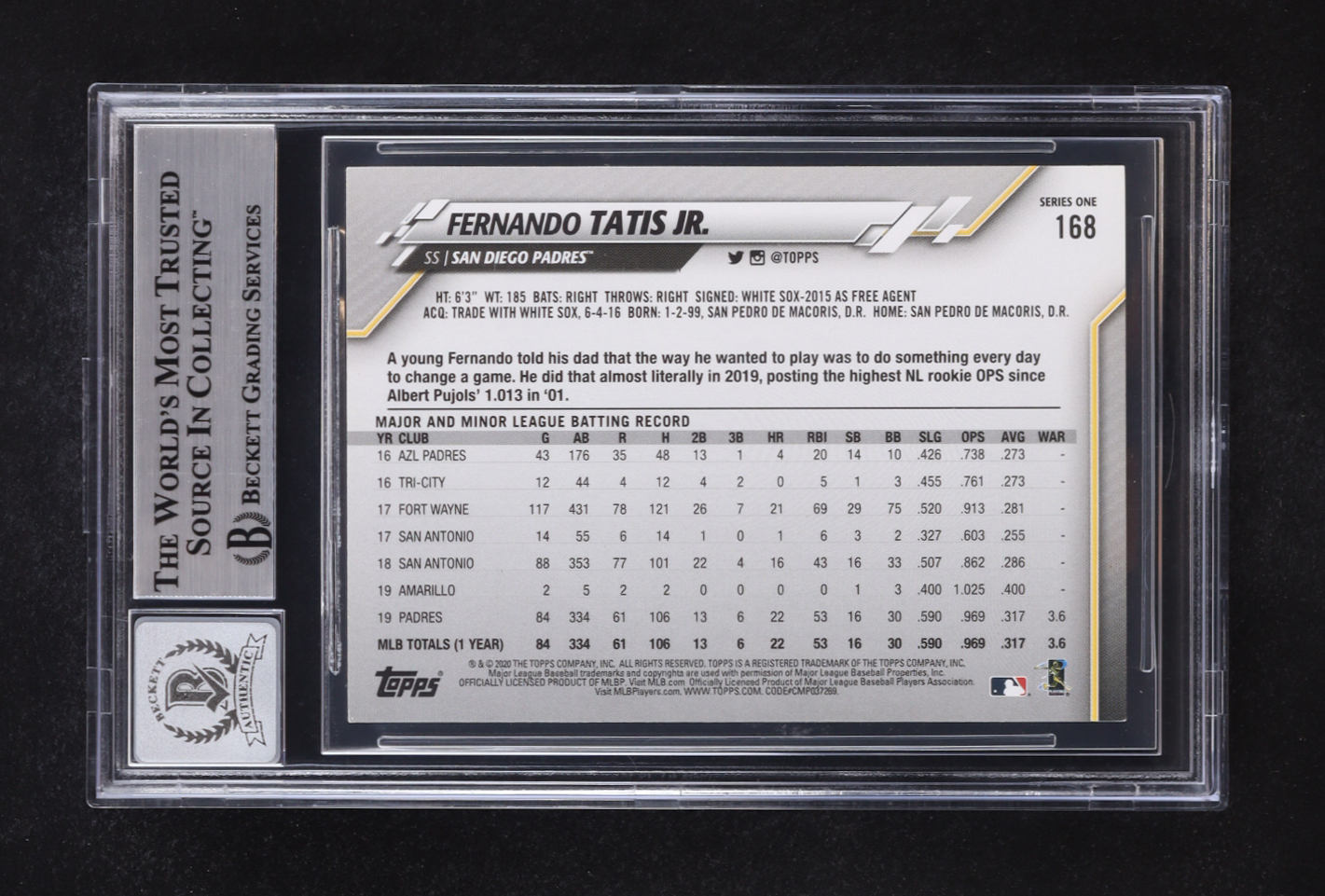 Fernando Tatis Jr. Signed 2020 Topps #168 CUP (Beckett | Auto Grade BGS 10) at PristineAuction.com Fernando Tatis Jr. Signed 2020 Topps #168 CUP (Beckett | Auto Grade BGS 10) at PristineAuction.com
