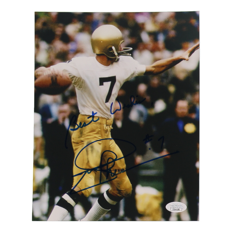 Joe Theismann Signed Notre Dame Fighting Irish 8x10 Photo Inscribed "Best Wishes" (JSA) at PristineAuction.com Joe Theismann Signed Notre Dame Fighting Irish 8x10 Photo Inscribed "Best Wishes" (JSA) at PristineAuction.com