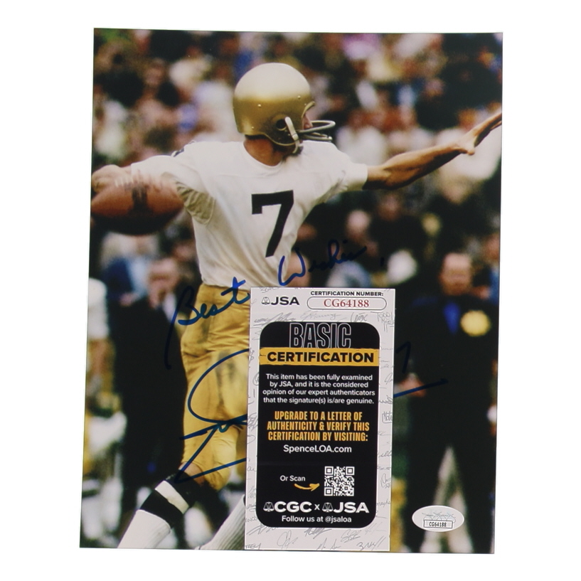 Joe Theismann Signed Notre Dame Fighting Irish 8x10 Photo Inscribed "Best Wishes" (JSA) at PristineAuction.com Joe Theismann Signed Notre Dame Fighting Irish 8x10 Photo Inscribed "Best Wishes" (JSA) at PristineAuction.com