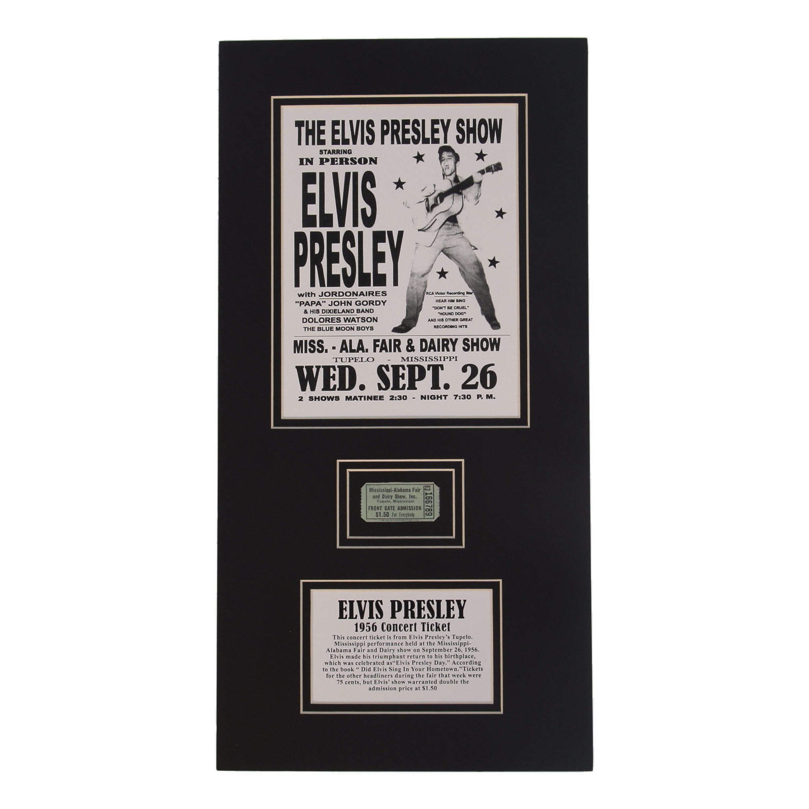 Elvis Presley Custom Matted Photo Display with Authentic Concert Ticket at PristineAuction.com Elvis Presley Custom Matted Photo Display with Authentic Concert Ticket at PristineAuction.com