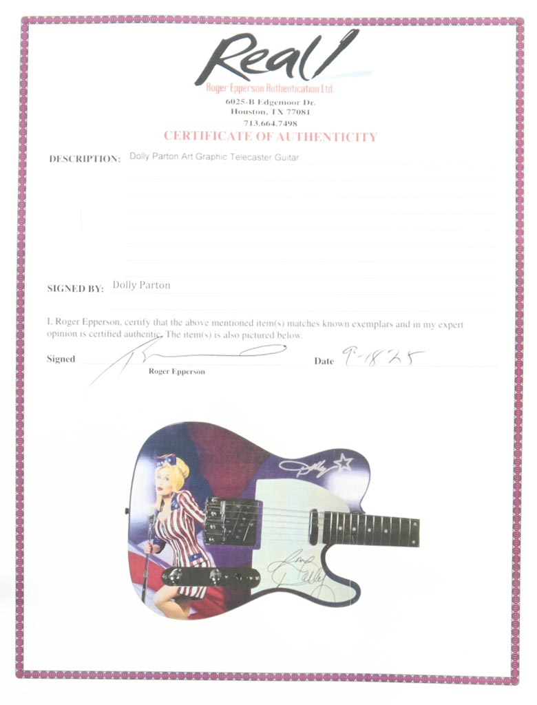 Dolly Parton Signed Full-Size Electric Guitar Inscribed "Love" (Autograph Pros & REAL) at PristineAuction.com Dolly Parton Signed Full-Size Electric Guitar Inscribed "Love" (Autograph Pros & REAL) at PristineAuction.com