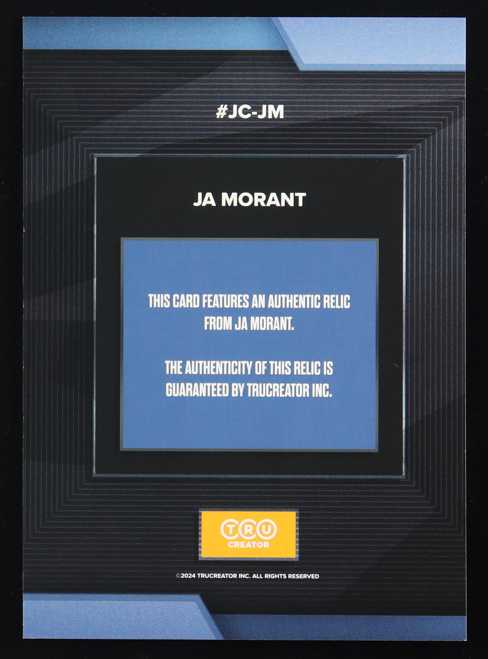 Ja Morant 2024 TruSport Jumbo Trucreator Cracked Ice #24 #JC-JM JSY at PristineAuction.com Ja Morant 2024 TruSport Jumbo Trucreator Cracked Ice #24 #JC-JM JSY at PristineAuction.com