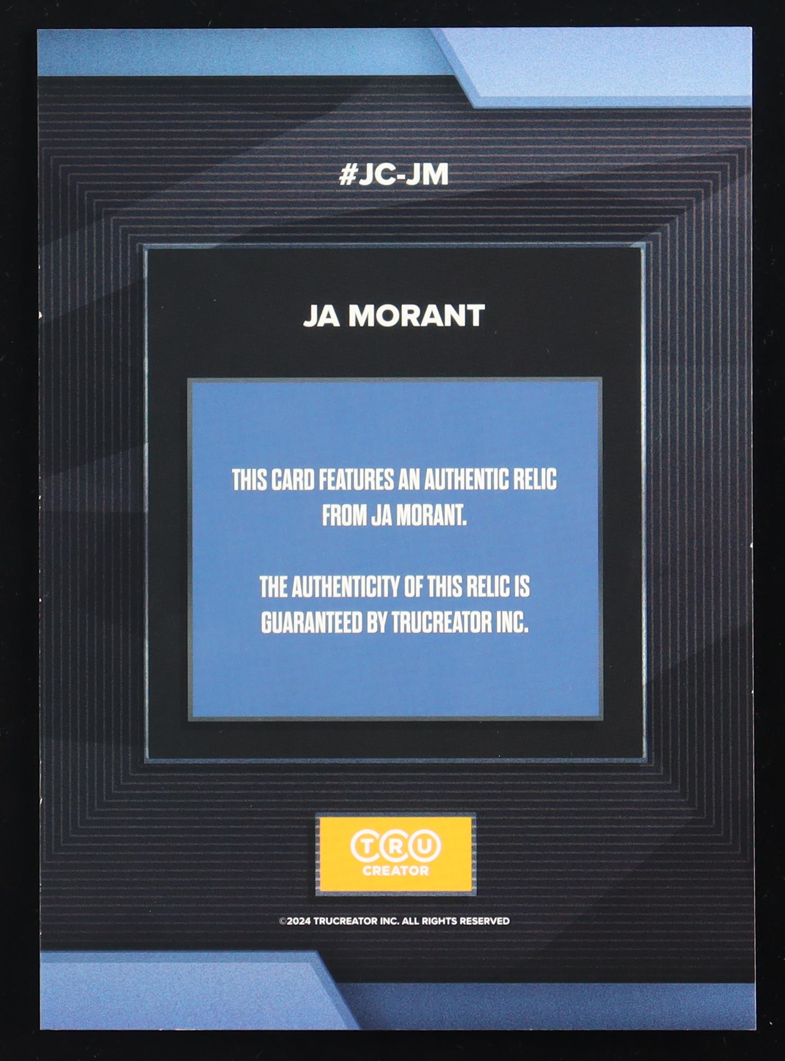 Ja Morant 2024 TruSport Jumbo Trucreator Cracked Ice #24 #JC-JM JSY at PristineAuction.com Ja Morant 2024 TruSport Jumbo Trucreator Cracked Ice #24 #JC-JM JSY at PristineAuction.com