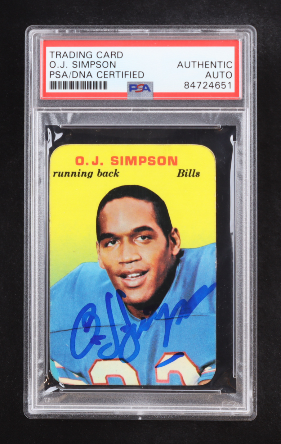 O.J. Simpson Signed 1970 Topps Glossy Inserts #22 (PSA | Auto Grade PSA Authentic) at PristineAuction.com O.J. Simpson Signed 1970 Topps Glossy Inserts #22 (PSA | Auto Grade PSA Authentic) at PristineAuction.com