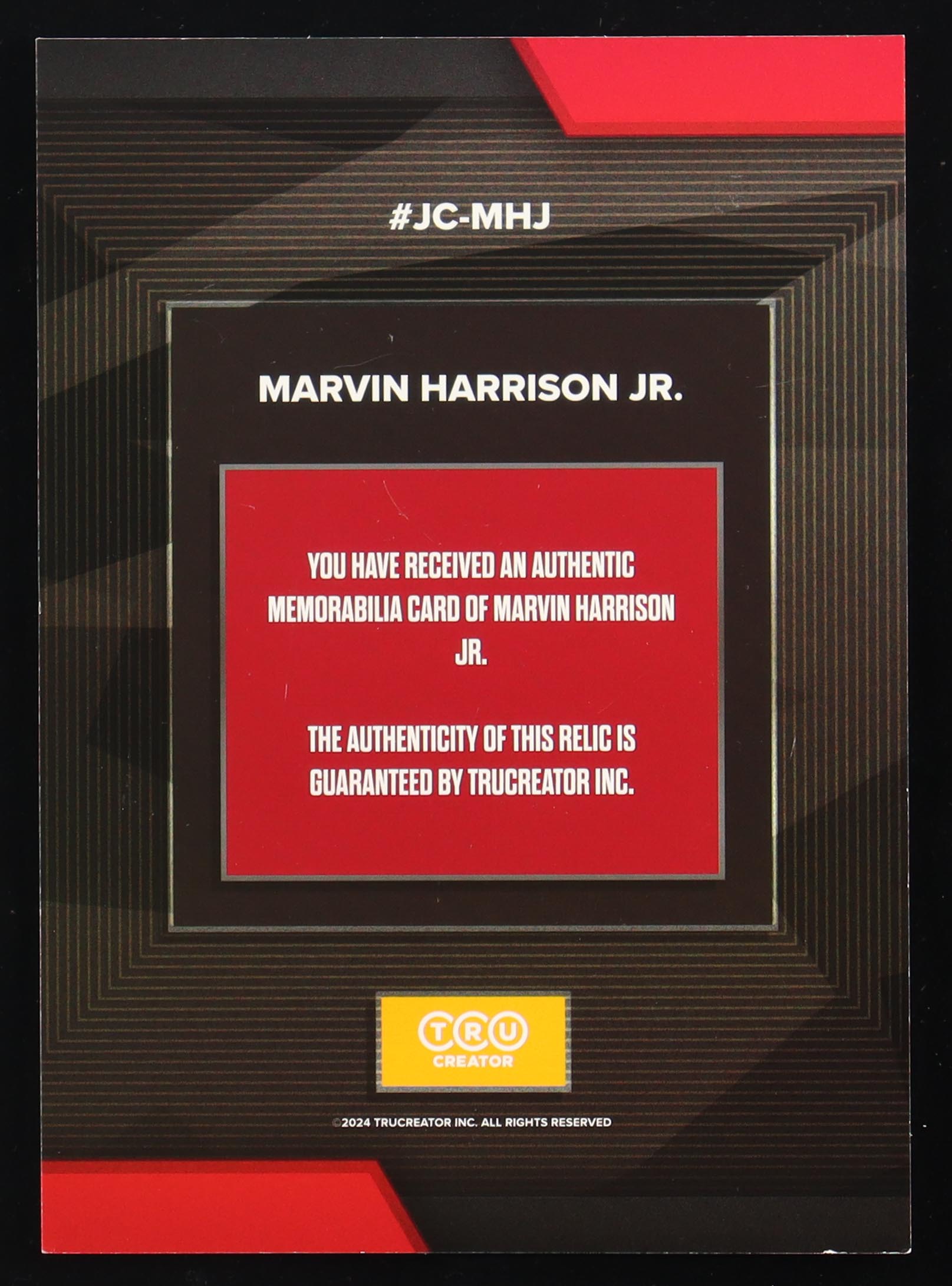 Marvin Harrison Jr. 2024 TruCreator Jumbo Cracked Ice #12 #JCMHJ RC at PristineAuction.com Marvin Harrison Jr. 2024 TruCreator Jumbo Cracked Ice #12 #JCMHJ RC at PristineAuction.com