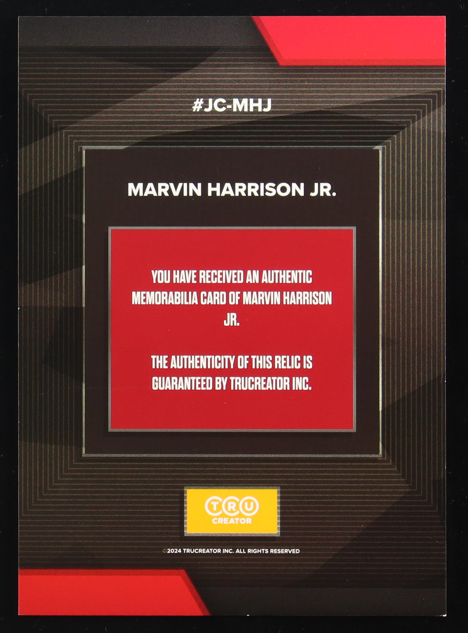 Marvin Harrison Jr. 2024 TruCreator Jumbo Cracked Ice #12 #JCMHJ RC at PristineAuction.com Marvin Harrison Jr. 2024 TruCreator Jumbo Cracked Ice #12 #JCMHJ RC at PristineAuction.com