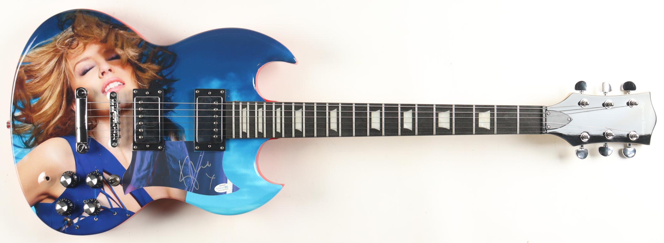 Kylie Minogue Signed Full-Size Electric Guitar Inscribed "X" (ACOA) at PristineAuction.com Kylie Minogue Signed Full-Size Electric Guitar Inscribed "X" (ACOA) at PristineAuction.com