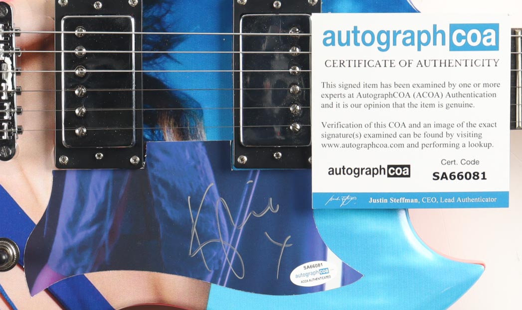 Kylie Minogue Signed Full-Size Electric Guitar Inscribed "X" (ACOA) at PristineAuction.com Kylie Minogue Signed Full-Size Electric Guitar Inscribed "X" (ACOA) at PristineAuction.com