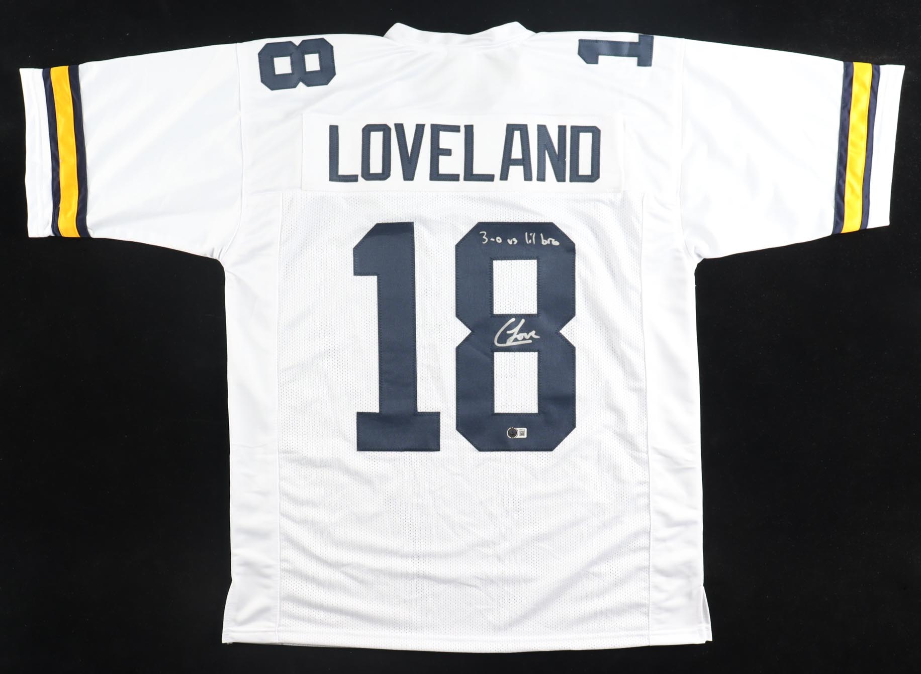Colston Loveland Signed Jersey Inscribed "3-0 Vs Lil Bro" (Beckett) at PristineAuction.com Colston Loveland Signed Jersey Inscribed "3-0 Vs Lil Bro" (Beckett) at PristineAuction.com