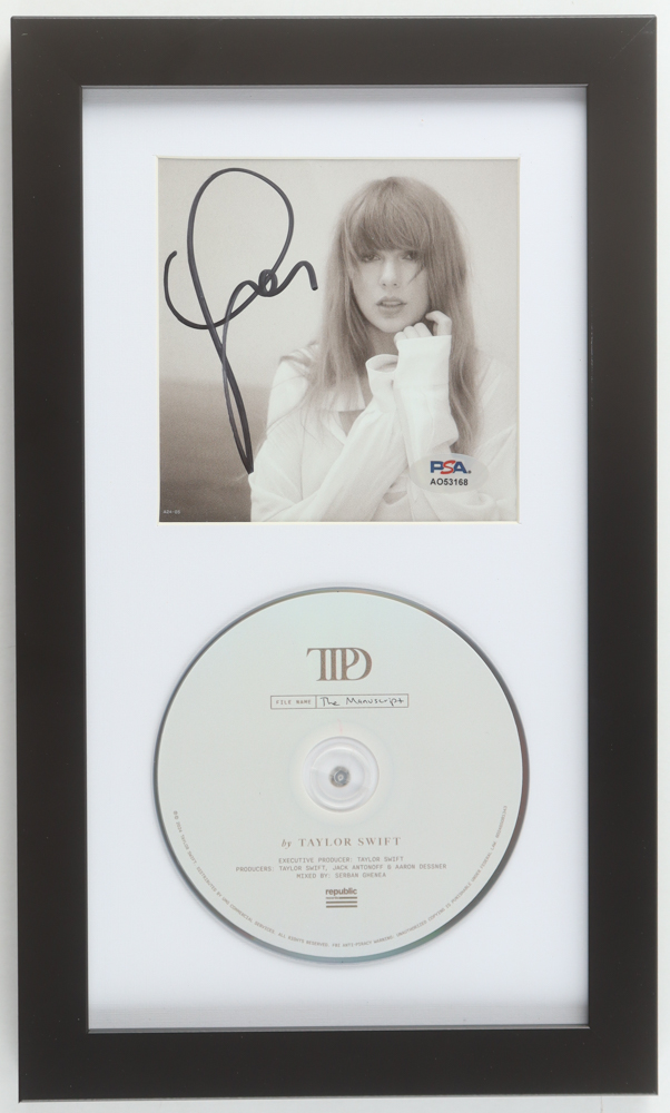 Taylor Swift Signed Custom Framed "The Tortured Poets Department" CD Album Insert Display with Disc (PSA) at PristineAuction.com Taylor Swift Signed Custom Framed "The Tortured Poets Department" CD Album Insert Display with Disc (PSA) at PristineAuction.com