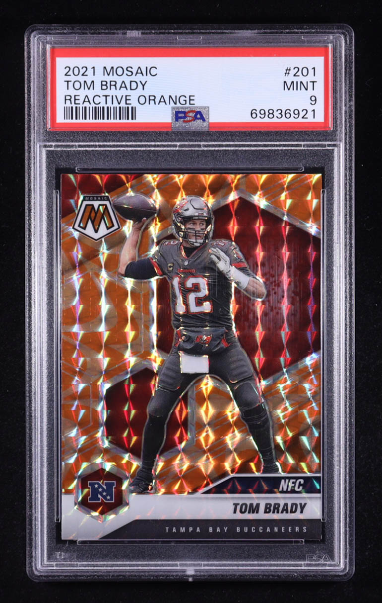 Tom Brady 2021 Panini Mosaic Mosaic Reactive Orange #201 NFC (PSA 9) at PristineAuction.com Tom Brady 2021 Panini Mosaic Mosaic Reactive Orange #201 NFC (PSA 9) at PristineAuction.com