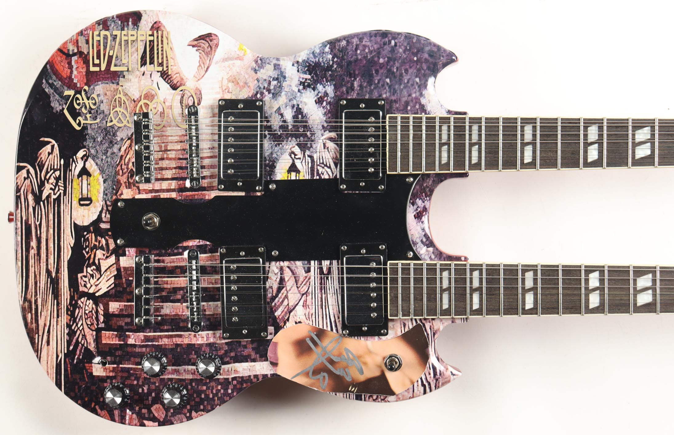 Jimmy Page Signed Full-Size 43" Double-Neck Electric Guitar (REAL) at PristineAuction.com Jimmy Page Signed Full-Size 43" Double-Neck Electric Guitar (REAL) at PristineAuction.com
