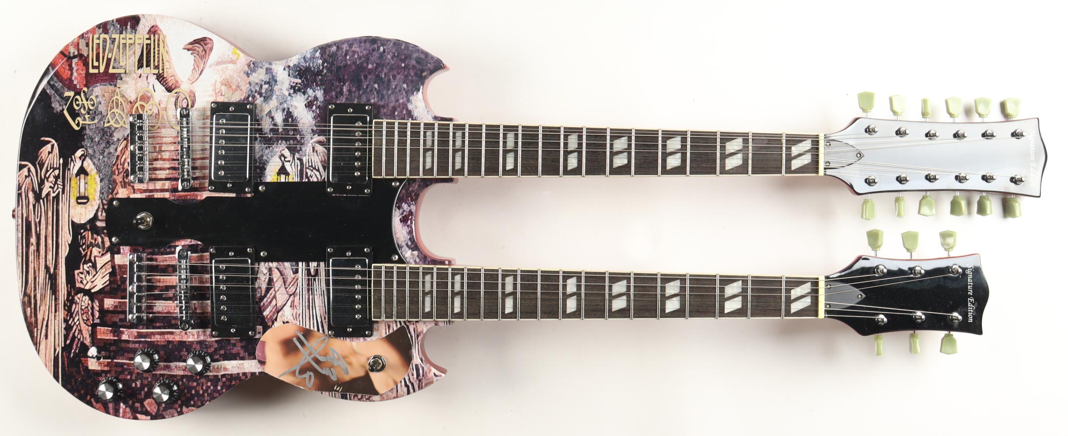Jimmy Page Signed Full-Size 43" Double-Neck Electric Guitar (REAL) at PristineAuction.com Jimmy Page Signed Full-Size 43" Double-Neck Electric Guitar (REAL) at PristineAuction.com