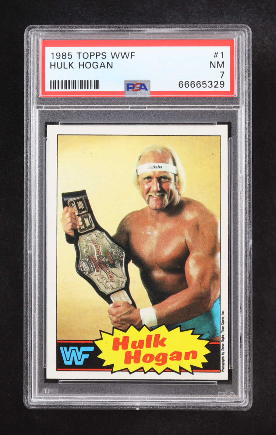 Hulk Hogan 1985 Topps WWF #1 RC (PSA 7) at PristineAuction.com Hulk Hogan 1985 Topps WWF #1 RC (PSA 7) at PristineAuction.com