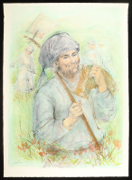 Edna Hibel Signed LE "Man with Hoe" 28x39 Lithograph (PA) at PristineAuction.com