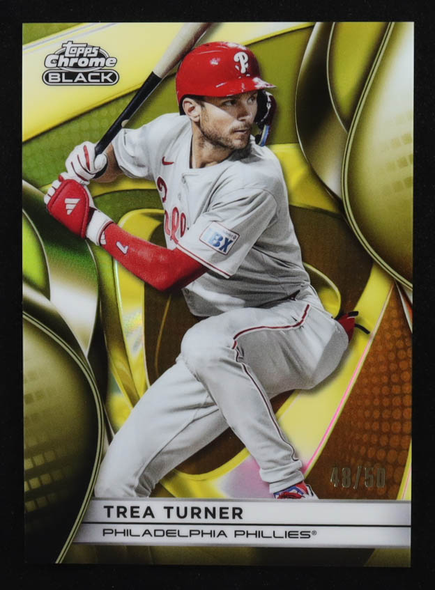 Trea Turner 2025 Topps Chrome Black Gold Refractors #97 #48/50 at PristineAuction.com Trea Turner 2025 Topps Chrome Black Gold Refractors #97 #48/50 at PristineAuction.com