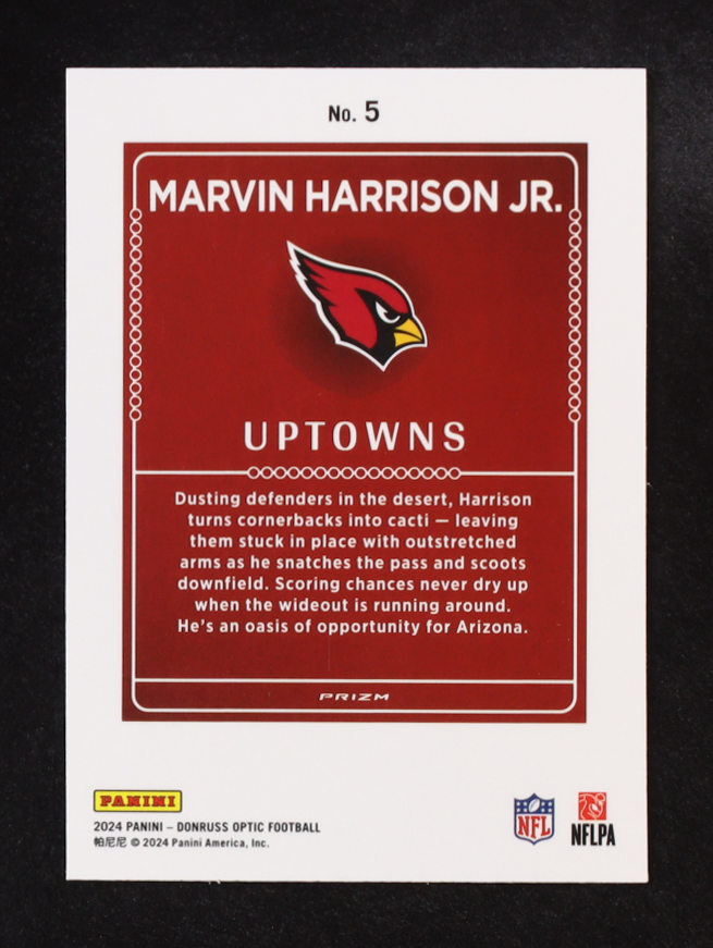 Marvin Harrison Jr. 2024 Clearly Donruss Uptowns #5 RC at PristineAuction.com Marvin Harrison Jr. 2024 Clearly Donruss Uptowns #5 RC at PristineAuction.com