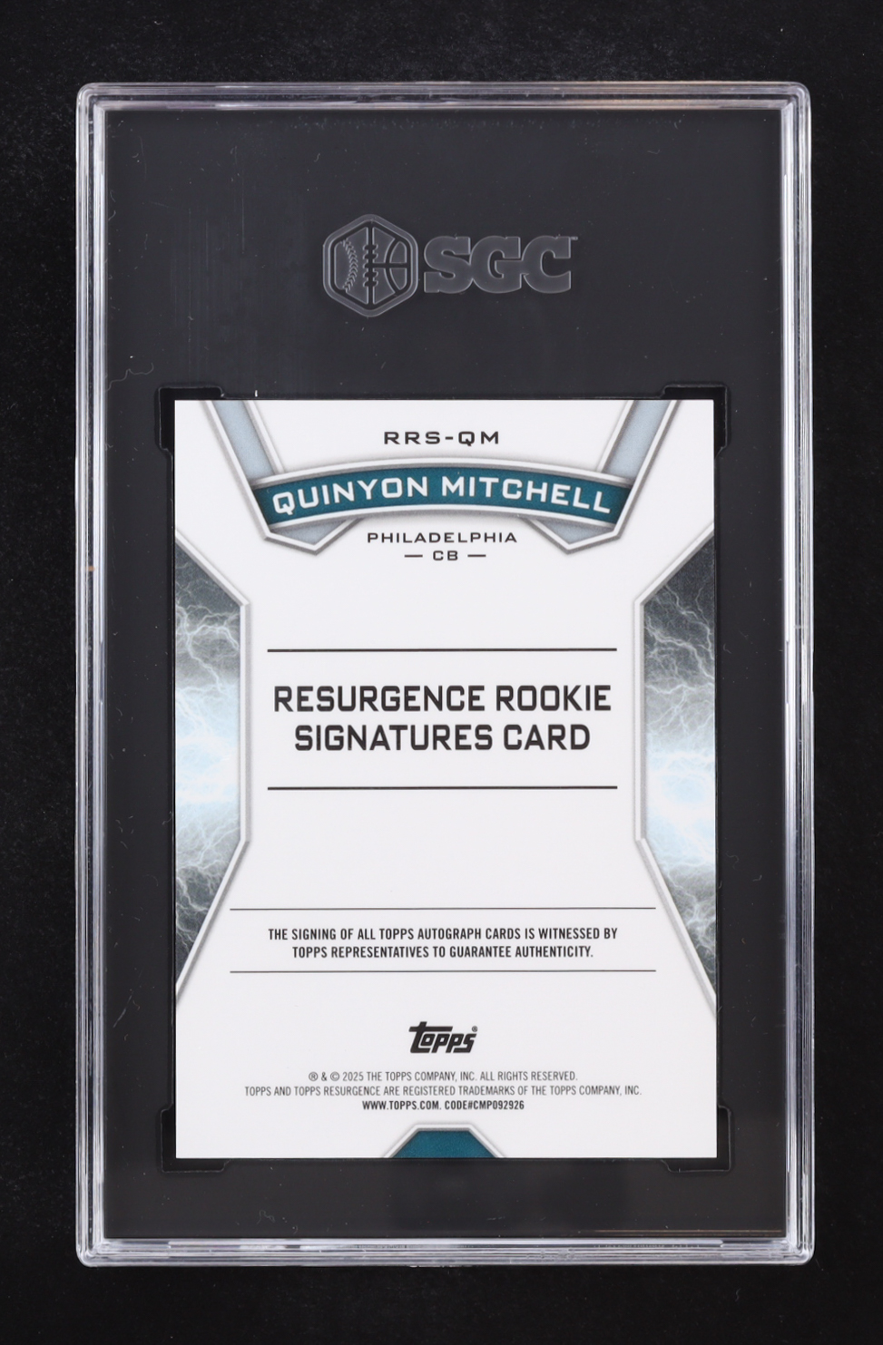 Quinyon Mitchell 2024 Topps Resurgence Resurgence Rookie Signatures White Surge #RRSQM RC #026/125 (SGC 9.5 | Autograph Graded 10) at PristineAuction.com Quinyon Mitchell 2024 Topps Resurgence Resurgence Rookie Signatures White Surge #RRSQM RC #026/125 (SGC 9.5 | Autograph Graded 10) at PristineAuction.com