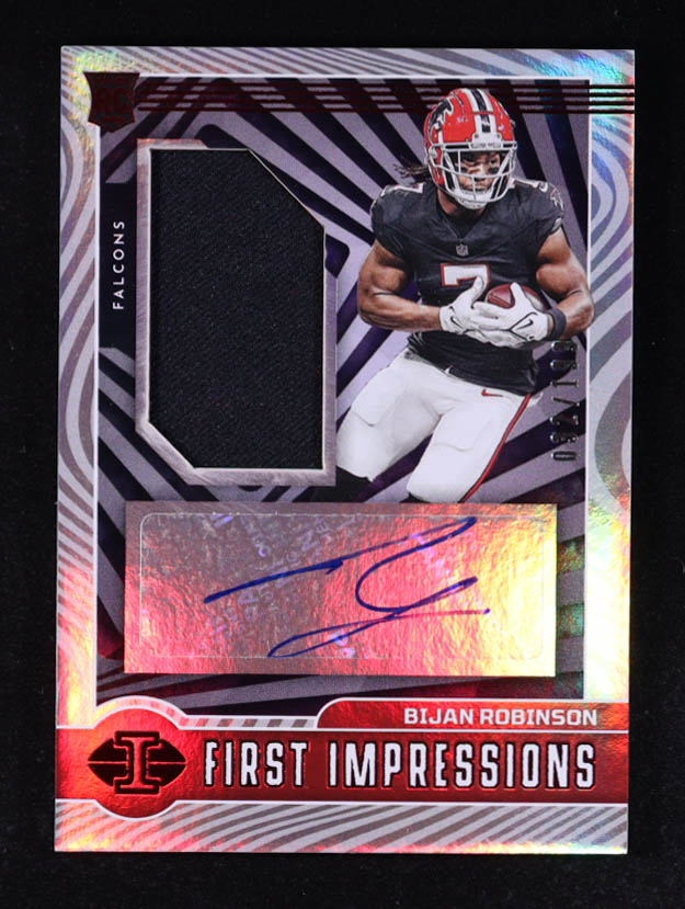 Bijan Robinson 2023 Panini Illusions Red #103 Jersey Autograph #032/199 EXCH RC at PristineAuction.com Bijan Robinson 2023 Panini Illusions Red #103 Jersey Autograph #032/199 EXCH RC at PristineAuction.com