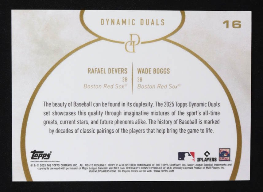 Rafael Devers / Wade Boggs 2025 Topps Dynamic Duals Red #16 #09/10 at PristineAuction.com Rafael Devers / Wade Boggs 2025 Topps Dynamic Duals Red #16 #09/10 at PristineAuction.com
