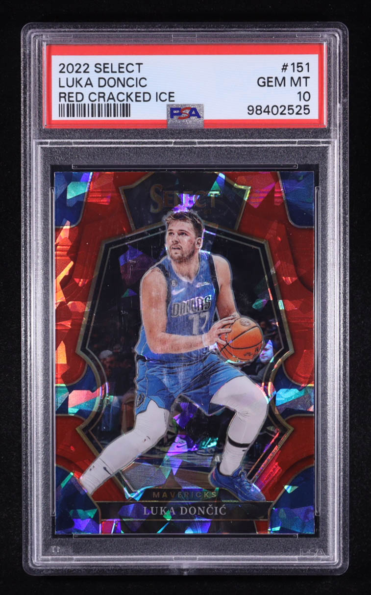 Luka Doncic 2022-23 Select Prizms Red Cracked Ice #151 (PSA 10) at PristineAuction.com Luka Doncic 2022-23 Select Prizms Red Cracked Ice #151 (PSA 10) at PristineAuction.com