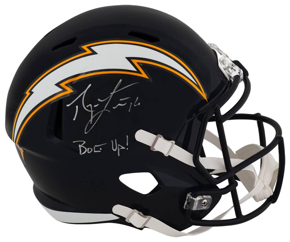 Ryan Leaf Signed Chargers Full-Size Throwback Alternate Speed Helmet Inscribed "Bolt Up" (Schwartz) at PristineAuction.com Ryan Leaf Signed Chargers Full-Size Throwback Alternate Speed Helmet Inscribed "Bolt Up" (Schwartz) at PristineAuction.com