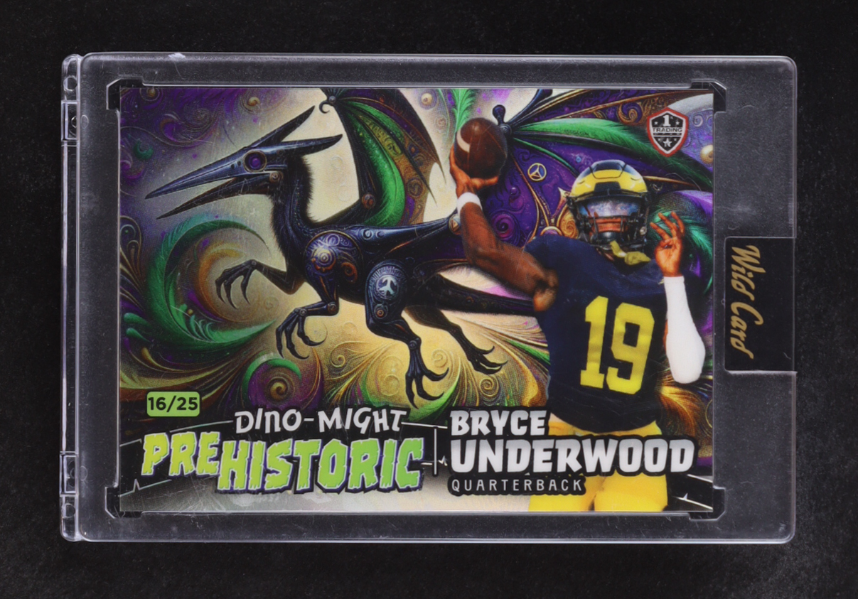 Bryce Underwood 2024 Wild Card Alumination Dino-Might Pterodactyl Refractor #PHPTE1-BU RC #16/25 at PristineAuction.com Bryce Underwood 2024 Wild Card Alumination Dino-Might Pterodactyl Refractor #PHPTE1-BU RC #16/25 at PristineAuction.com
