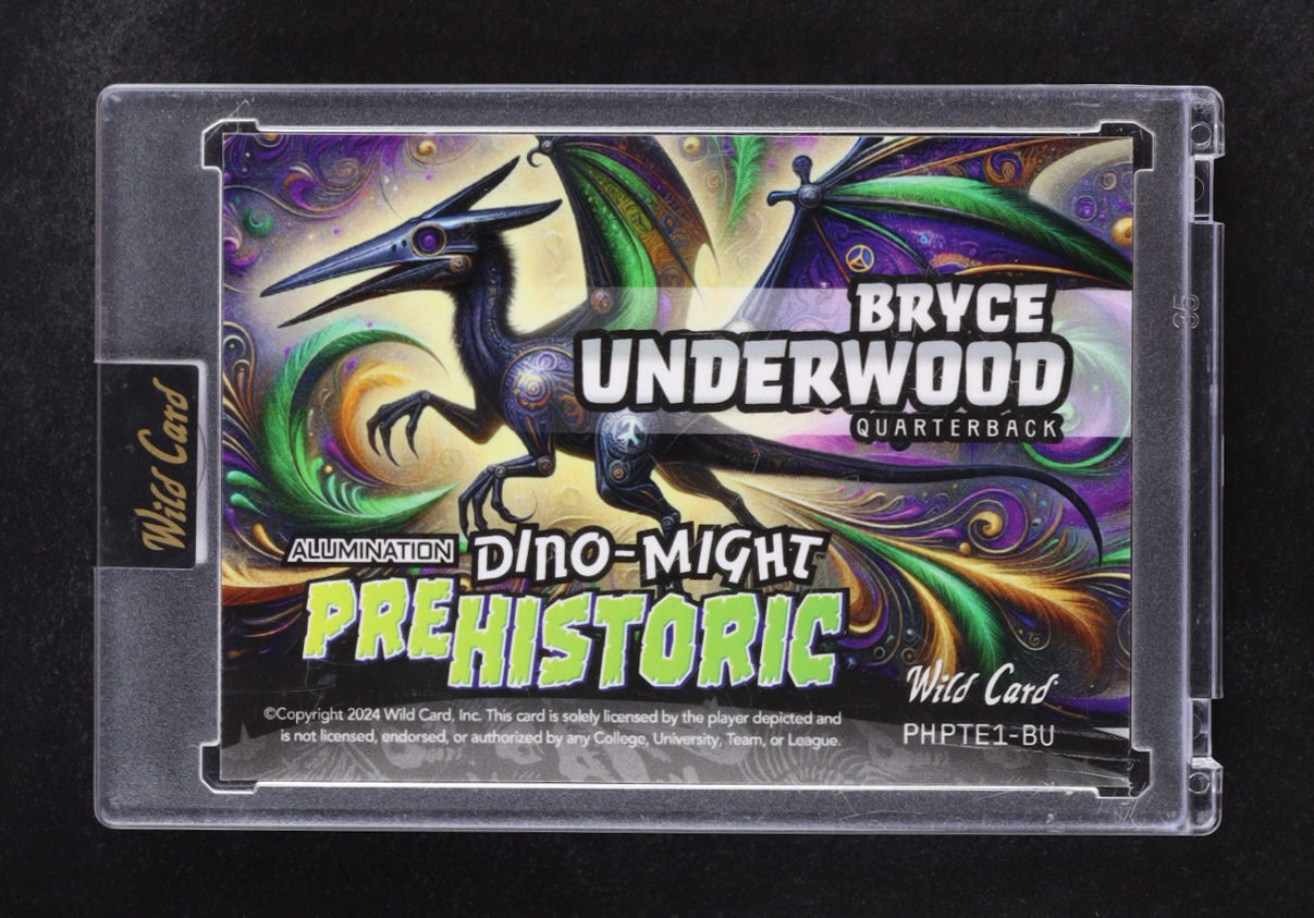 Bryce Underwood 2024 Wild Card Alumination Dino-Might Pterodactyl Refractor #PHPTE1-BU RC #16/25 at PristineAuction.com Bryce Underwood 2024 Wild Card Alumination Dino-Might Pterodactyl Refractor #PHPTE1-BU RC #16/25 at PristineAuction.com