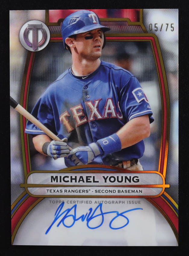 Michael Young 2025 Topps Tribute Autographs Gold #TAMY #05/75 at PristineAuction.com Michael Young 2025 Topps Tribute Autographs Gold #TAMY #05/75 at PristineAuction.com
