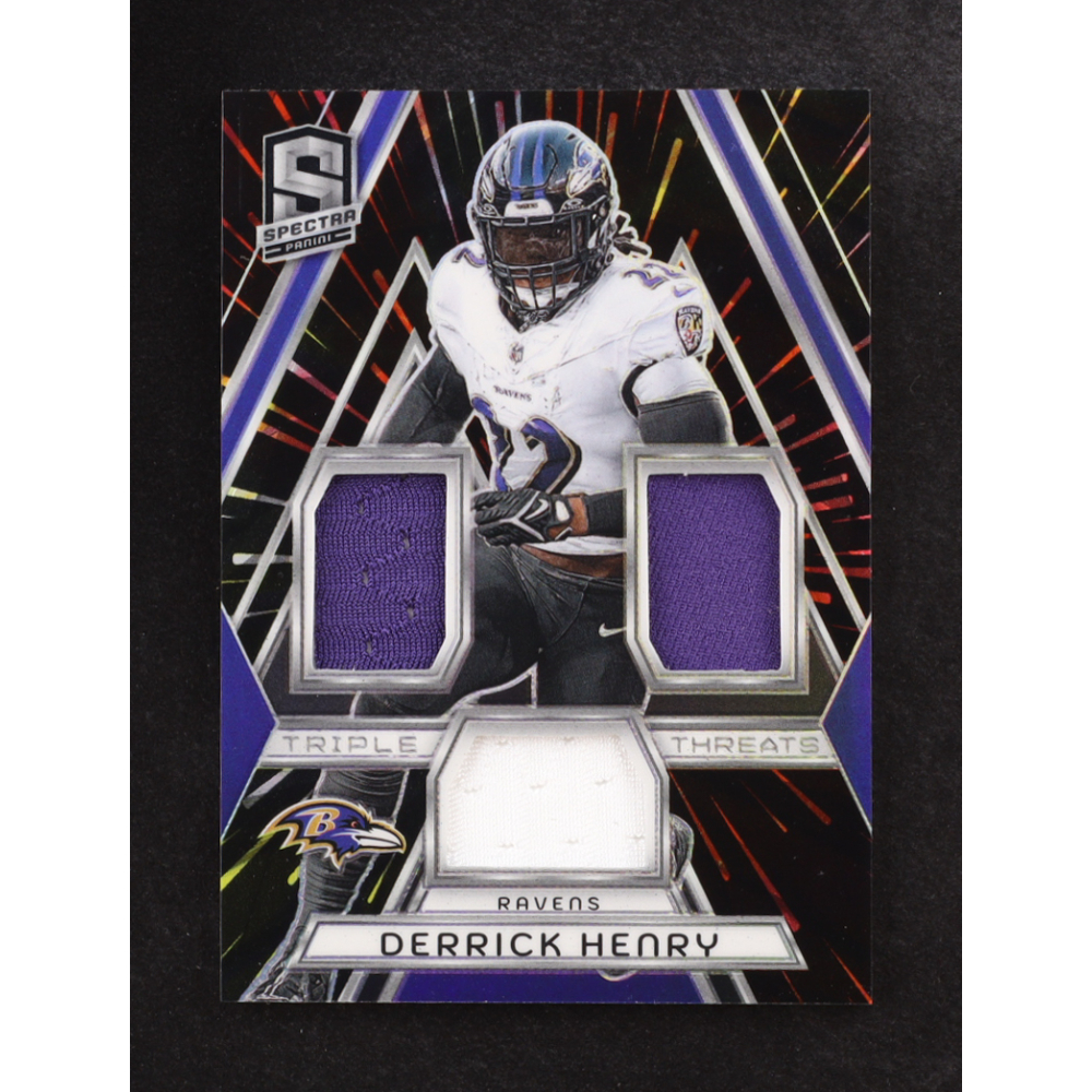 Derrick Henry 2024 Panini Spectra Triple Threats Materials Hyper #22 #02/75 at PristineAuction.com