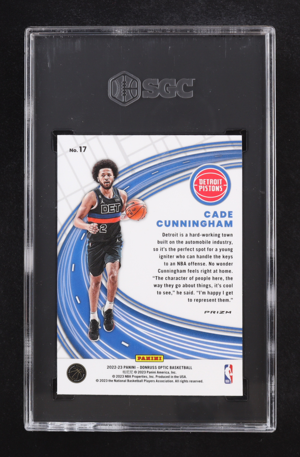 Cade Cunnigham 2022-23 Donruss Optic Express Lane Prizm #17 (SGC 10) at PristineAuction.com Cade Cunnigham 2022-23 Donruss Optic Express Lane Prizm #17 (SGC 10) at PristineAuction.com