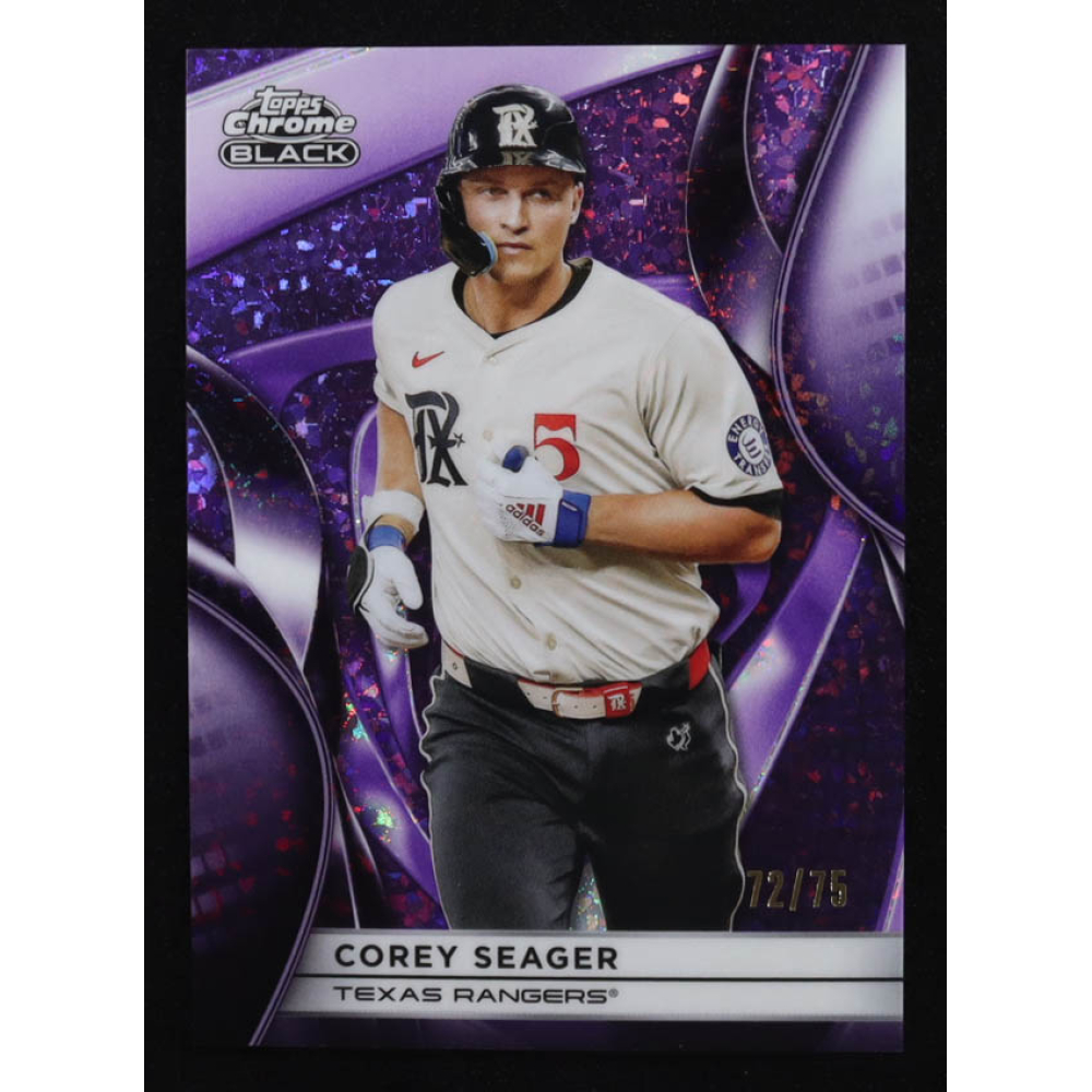 Corey Seager 2025 Topps Chrome Black Purple Mini-Diamond Refractors #148 #72/75 at PristineAuction.com