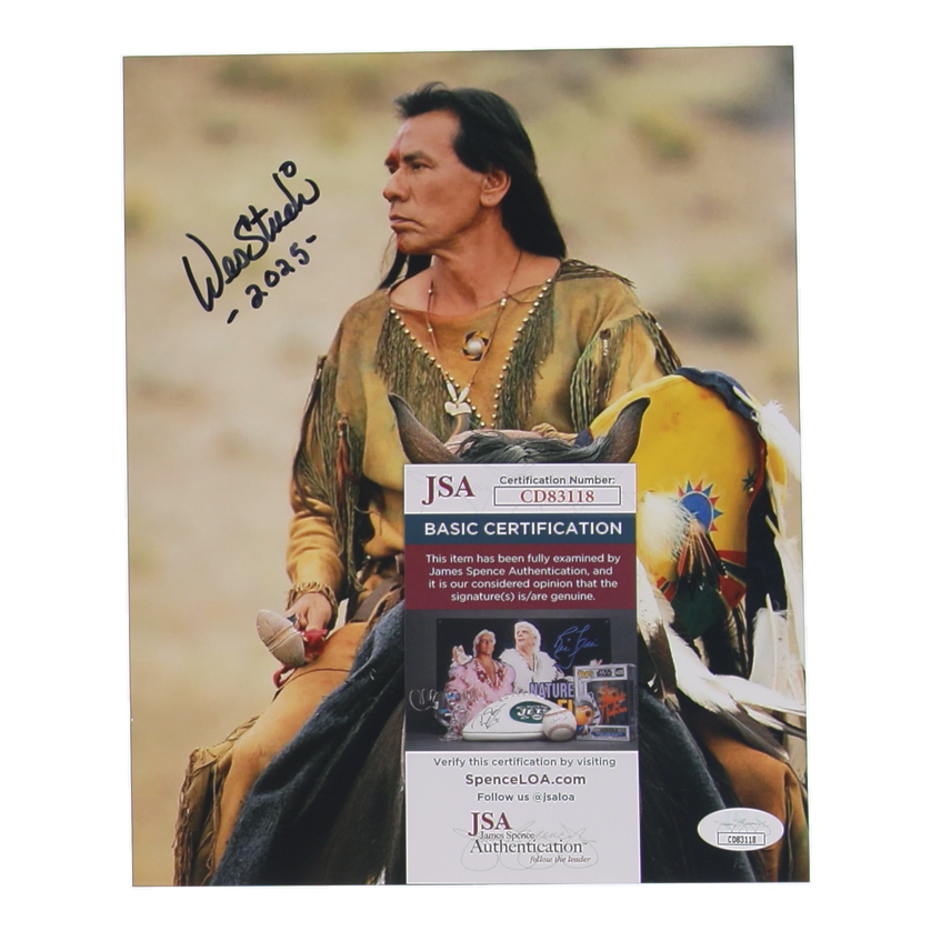 Wes Studi Signed 8x10 Photo Inscribed "2025" (JSA) at PristineAuction.com Wes Studi Signed 8x10 Photo Inscribed "2025" (JSA) at PristineAuction.com