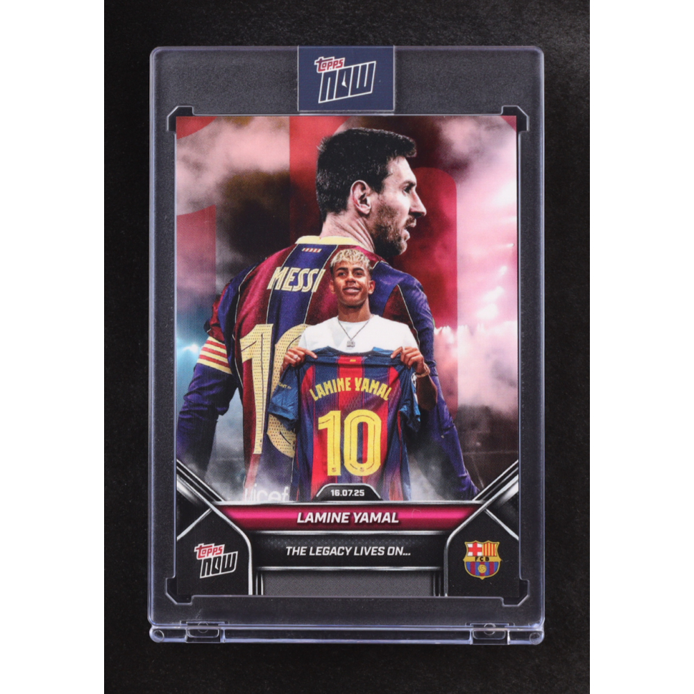 Lamine Yamal / Lionel Messi 2025 Topps Now #2 at PristineAuction.com Lamine Yamal / Lionel Messi 2025 Topps Now #2 at PristineAuction.com