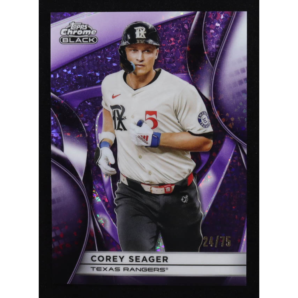 Corey Seager 2025 Topps Chrome Black Purple Mini-Diamond Refractors #148 #24/75 at PristineAuction.com