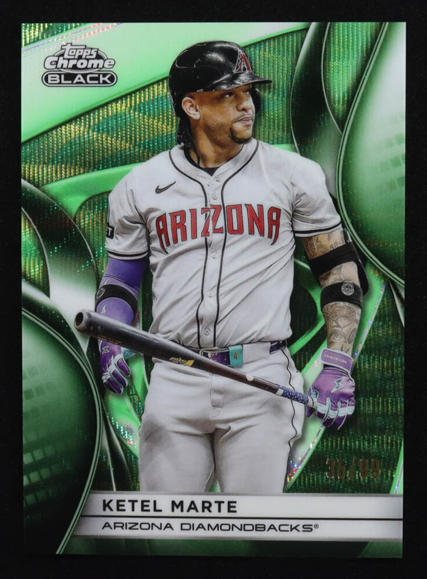 Ketel Marte 2025 Topps Chrome Black Green Wave Refractors #35 #35/99 at PristineAuction.com Ketel Marte 2025 Topps Chrome Black Green Wave Refractors #35 #35/99 at PristineAuction.com