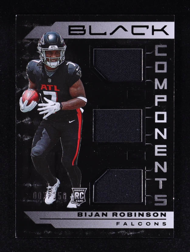 Bijan Robinson 2023 Panini Black Components Jerseys #9 #007/150 RC at PristineAuction.com Bijan Robinson 2023 Panini Black Components Jerseys #9 #007/150 RC at PristineAuction.com