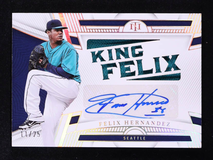 Felix Hernandez 2023 Panini National Treasures Die Cut Material Signatures Holo Gold #85 #11/25 at PristineAuction.com Felix Hernandez 2023 Panini National Treasures Die Cut Material Signatures Holo Gold #85 #11/25 at PristineAuction.com