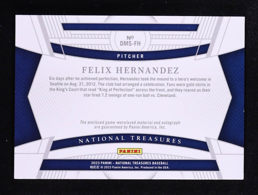 Felix Hernandez 2023 Panini National Treasures Die Cut Material Signatures Holo Gold #85 #11/25 at PristineAuction.com Felix Hernandez 2023 Panini National Treasures Die Cut Material Signatures Holo Gold #85 #11/25 at PristineAuction.com