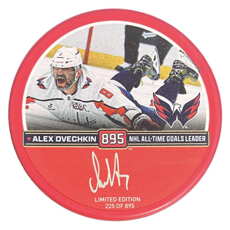Alexander Ovechkin Signed LE Capitals "895th Goal" Hockey Puck (Fanatics) at PristineAuction.com Alexander Ovechkin Signed LE Capitals "895th Goal" Hockey Puck (Fanatics) at PristineAuction.com