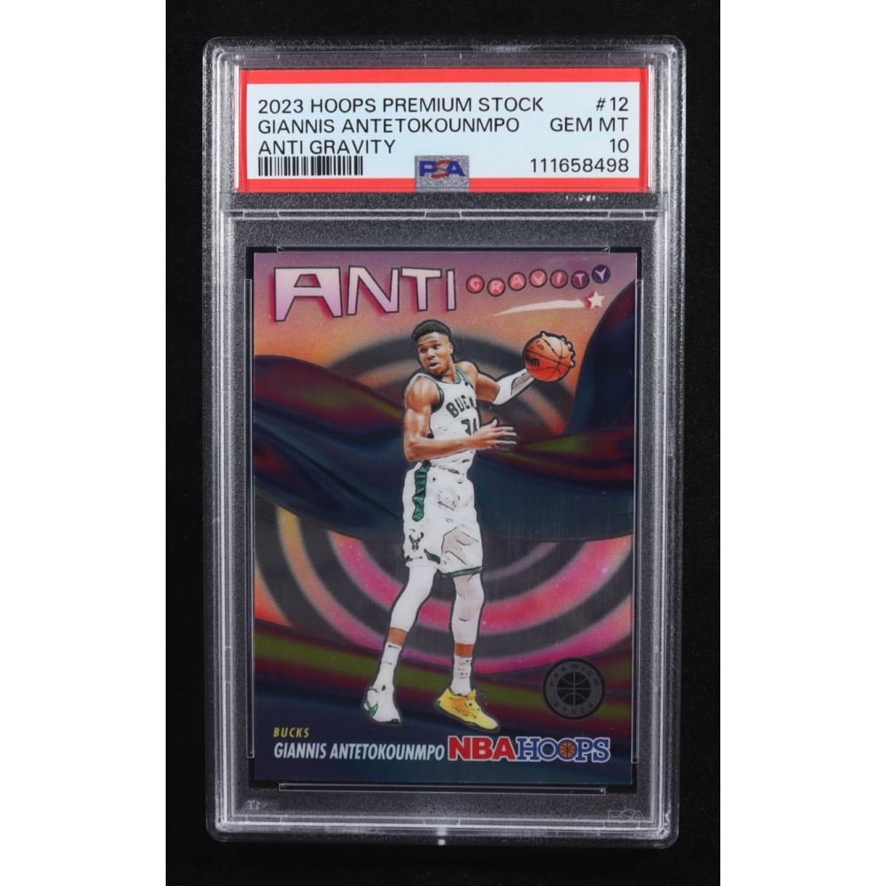 Giannis Antetokounmpo 2023-24 Hoops Premium Stock Anti Gravity #12 (PSA 10) at PristineAuction.com