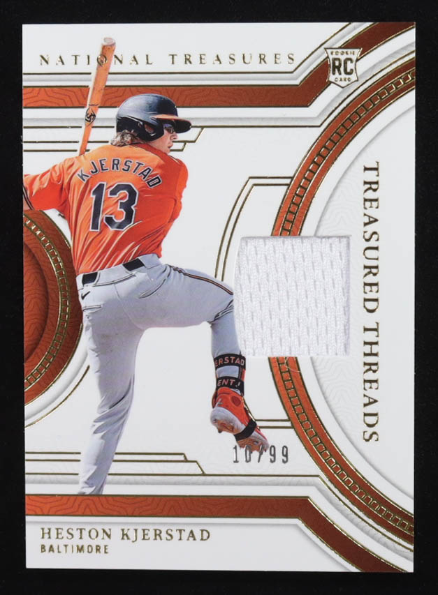 Heston Kjerstad 2024 Panini National Treasures Treasured Threads #1 #10/99 RC at PristineAuction.com Heston Kjerstad 2024 Panini National Treasures Treasured Threads #1 #10/99 RC at PristineAuction.com
