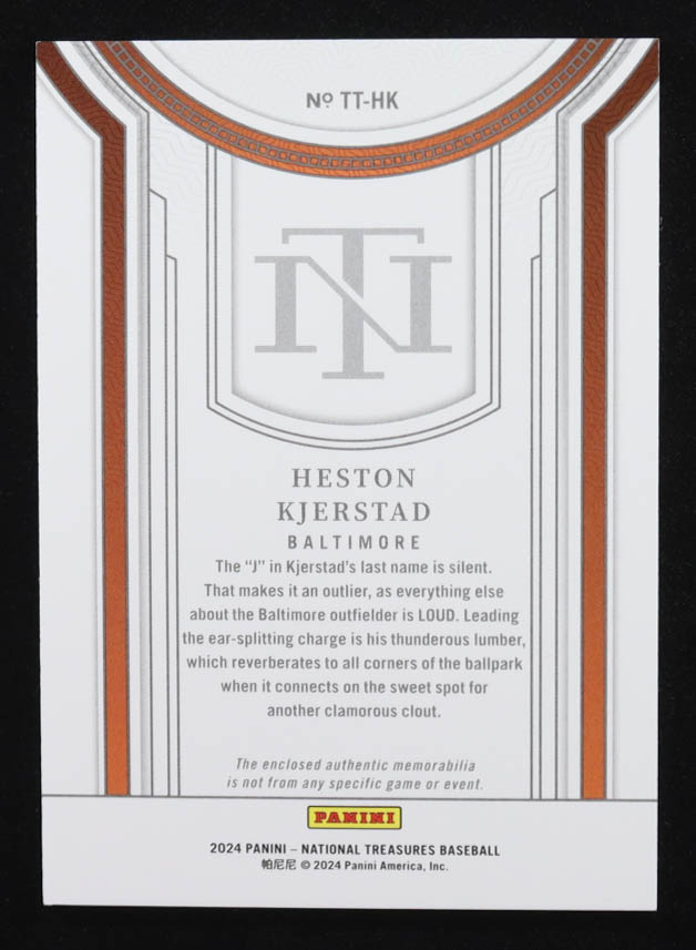 Heston Kjerstad 2024 Panini National Treasures Treasured Threads #1 #10/99 RC at PristineAuction.com Heston Kjerstad 2024 Panini National Treasures Treasured Threads #1 #10/99 RC at PristineAuction.com