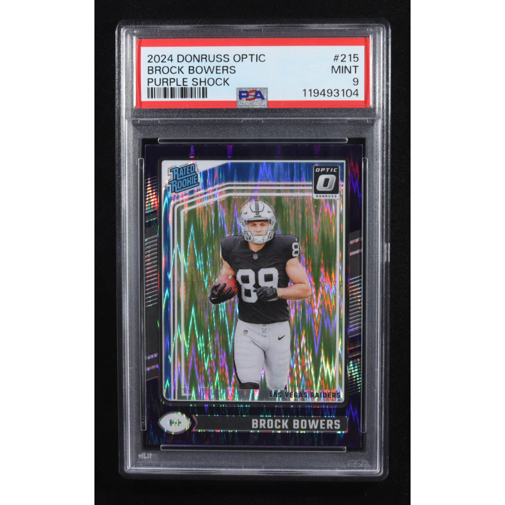 Brock Bowers 2024 Donruss Optic Purple Shock #215 RR RC (PSA 9) at PristineAuction.com