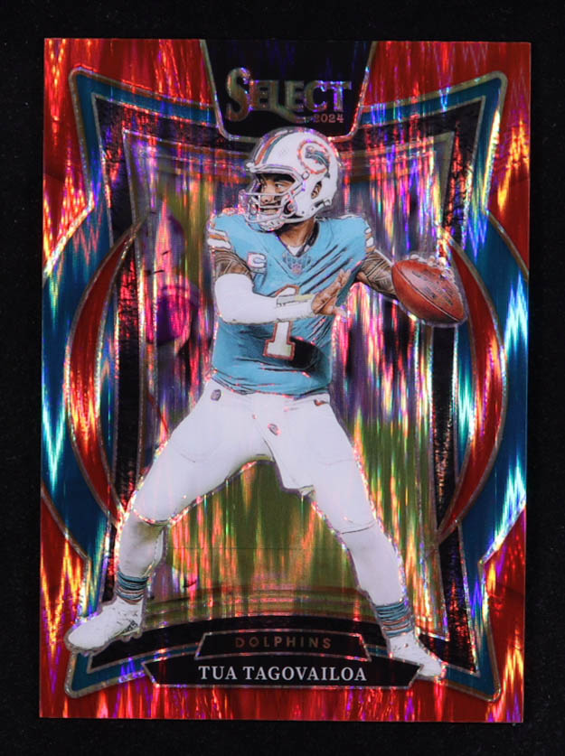 Tua Tagovailoa 2024 Select Prizm Red Shock #99 #180/249 at PristineAuction.com Tua Tagovailoa 2024 Select Prizm Red Shock #99 #180/249 at PristineAuction.com