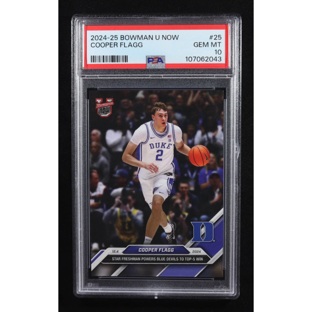 Cooper Flagg 2024-25 Bowman University Now #25 RC (PSA 10) at PristineAuction.com