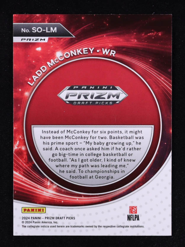 Ladd McConkey 2024 Panini Prizm Draft Picks Student Orientation Red Ice #25 RC at PristineAuction.com Ladd McConkey 2024 Panini Prizm Draft Picks Student Orientation Red Ice #25 RC at PristineAuction.com